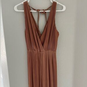 Pink‎ Blush Pleated V-Neck Jumpsuit